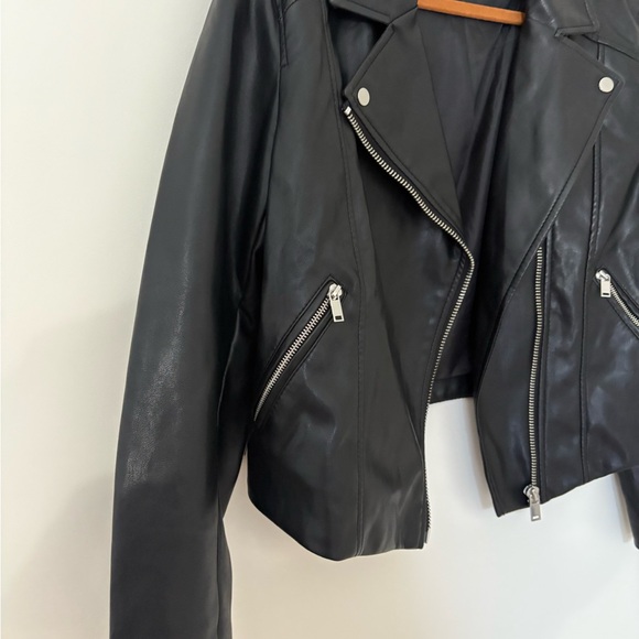 H&M Black Faux Leather Biker Jacket - Picture 2 of 5